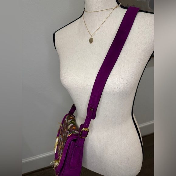 Collector’s Item (Rare Find) Roberto Cavalli purple suede beadded crossbody bag - Picture 10 of 13